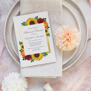 Sunset Sunflower Rose Floral Rehearsal Dinner
