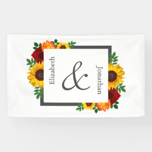 Sunset Sunflower Rose Floral Wedding Banner
