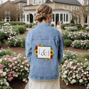 Sunset Sunflower Rose Floral Wedding Denim Jacket