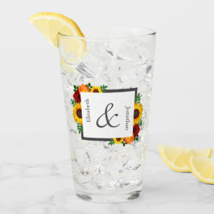Sunset Sunflower Rose Floral Wedding Glass