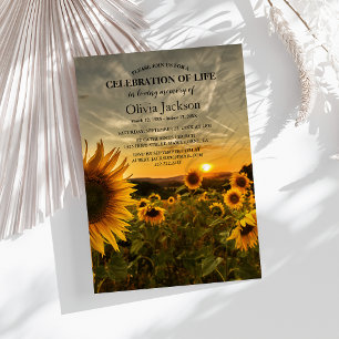 Sunset & Sunflowers In Loving Memory Invitation