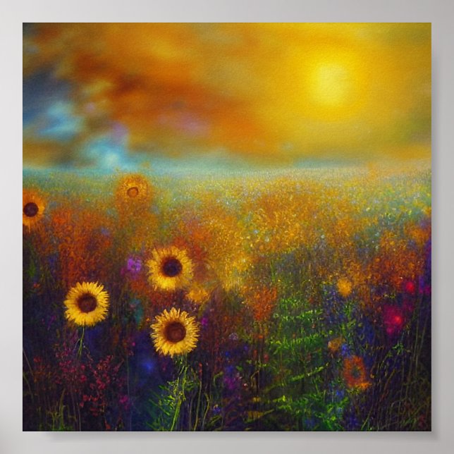 Sunset sunflowers poster (Front)