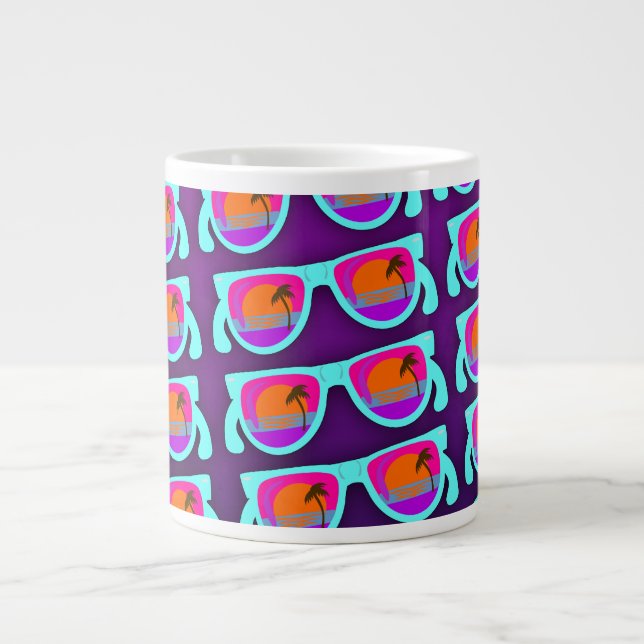 Sunset Sunglasses Awesome Retro Fun Pattern Large Coffee Mug (Front)