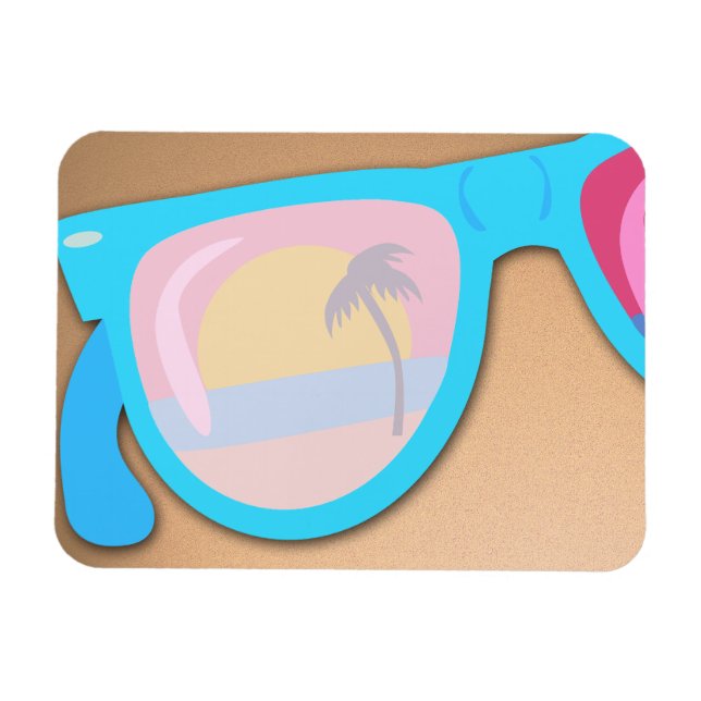 Sunset Sunglasses Cool Fun Retro Illustration Magnet (Horizontal)