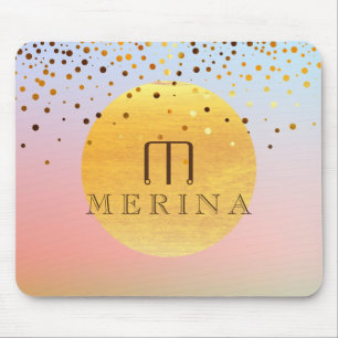 Sunset Sunrise Confetti Glitter Moon Watercolor Mouse Mat