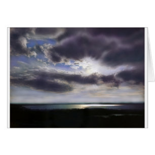 Sunset sunrise lakeshore skyline ocean painting