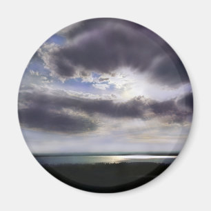Sunset sunrise lakeshore skyline ocean painting magnet