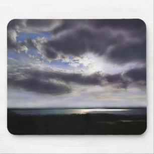 Sunset sunrise lakeshore skyline ocean painting mouse mat