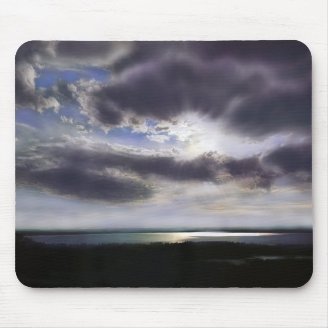 Sunset sunrise lakeshore skyline ocean painting mouse mat (Front)