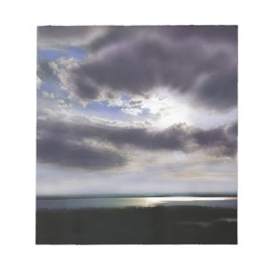 Sunset sunrise lakeshore skyline ocean painting notepad