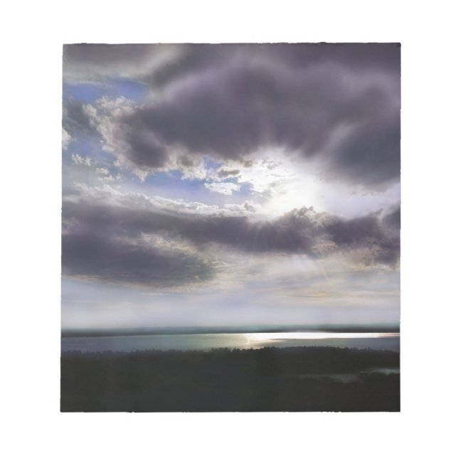 Sunset sunrise lakeshore skyline ocean painting notepad (Front)
