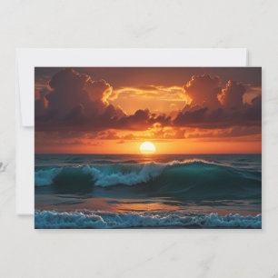 Sunset Sunrise Ocean Beach Waves Breath Taking Holiday Card