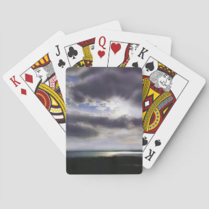 Sunset sunset over the lake watercolor painting playing cards