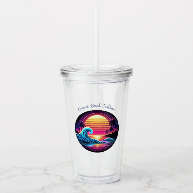 Sunset Surf Glow Acrylic Tumbler (Front)