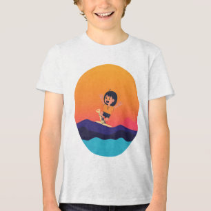 Sunset Surf Vibes – Cute Cartoon Style Tee" Tri-Blend Shirt