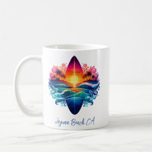 Sunset Surfboard Curls Coffee Mug