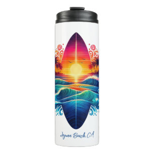 Sunset Surfboard Curls Thermal Tumbler