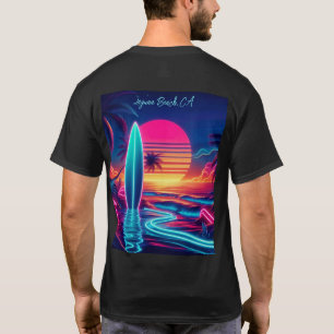 Sunset Surfboard Neon Lights- T-Shirt
