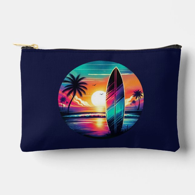 Sunset Surfboard Vibes  Accessory Pouch (Front)