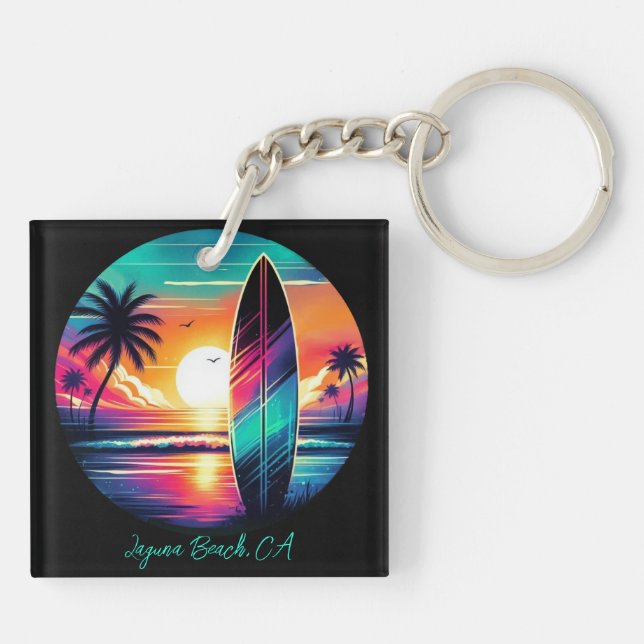 Sunset Surfboard Vibes Key Ring (Back)