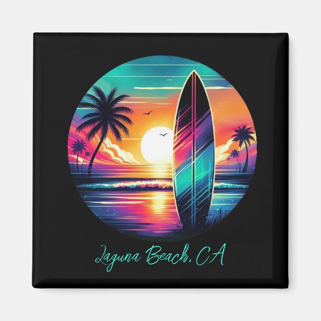 Sunset Surfboard Vibes Magnet (Front)