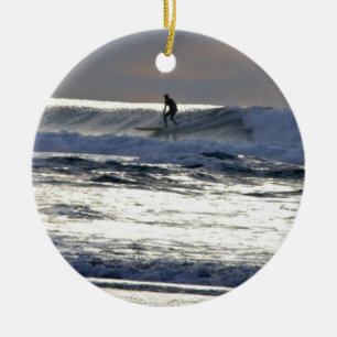Sunset Surfer Ceramic Tree Decoration