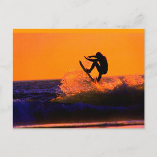 sunset surfer postcard