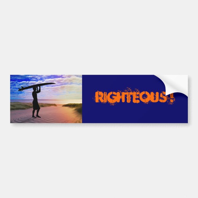Sunset Surfer Sand & Clouds Bumper Sticker (Front)
