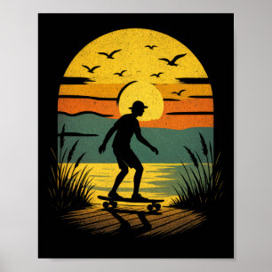 Sunset Surfer - Vintage Retro Surfing Beach Poster