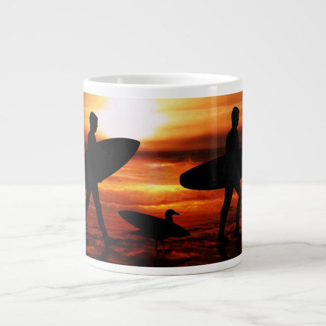 Sunset Surfers Large Coffee Mug (Front)