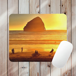 Sunset Surfing and Biking Cape Kiwanda Oregon Mouse Mat