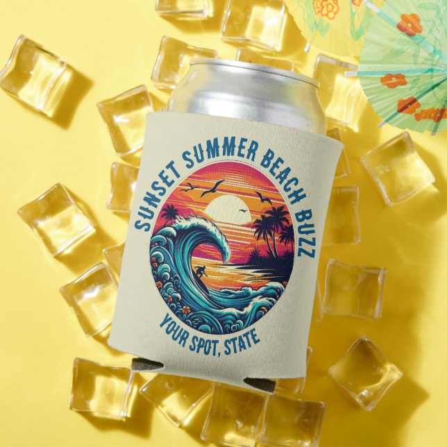 Sunset Surfing Beach Buzz- Can Cooler (In Situ Summer)