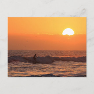 Sunset surfing postcard