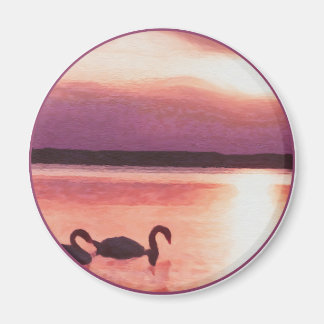 Sunset Swans Magnet