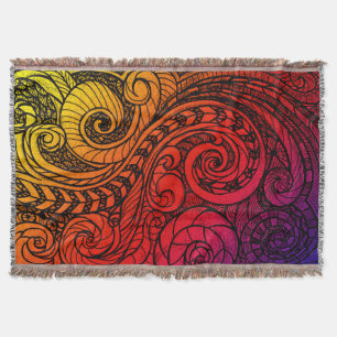 Sunset Swirl Boho Throw Blanket