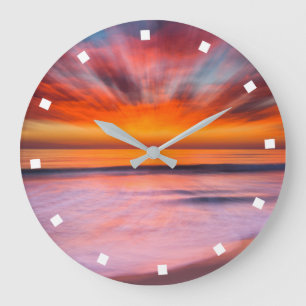 Sunset Tamarack Beach   Carlsbad, CA Large Clock