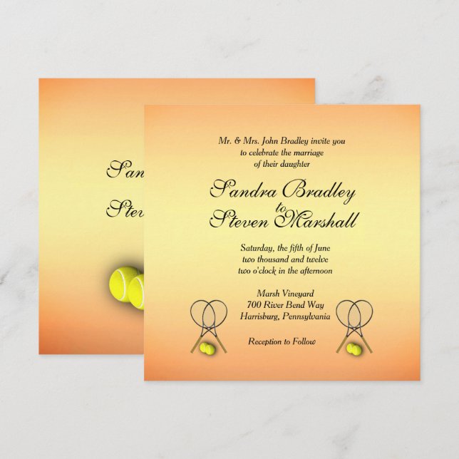 Sunset Tennis Wedding Invitations (Front/Back)