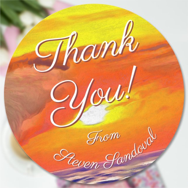 Sunset Thank You 2443 Classic Round Sticker (Creator Uploaded)