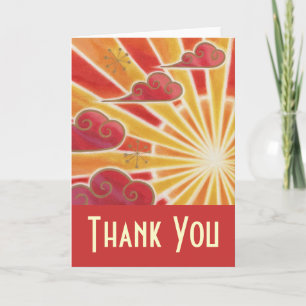 Sunset 'Thank You' card red