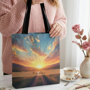 Sunset Theme Field Aesthetic Modern Viral Customiz Tote Bag