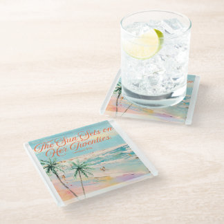 Sunset Themed 30th Birthday  Glass Coaster