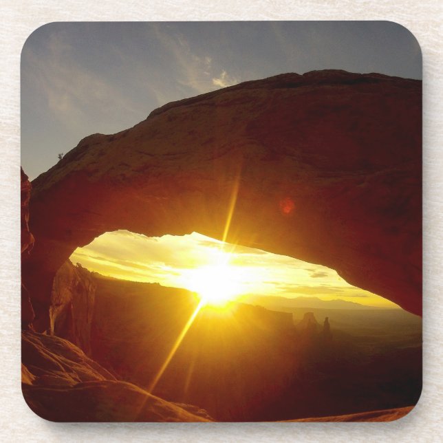 Sunset through Double O Arch, Arches National Park Coaster (Front)