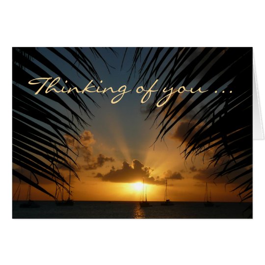 Sunset Through Palm Fronds "Thinking of You" Card