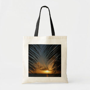 Sunset Through Palm Fronds Tropical Seascape Tote Bag
