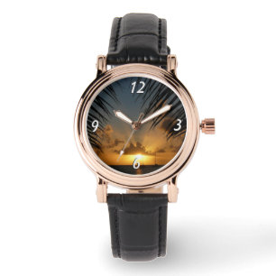 Sunset Through Palm Fronds Tropical Seascape Watch