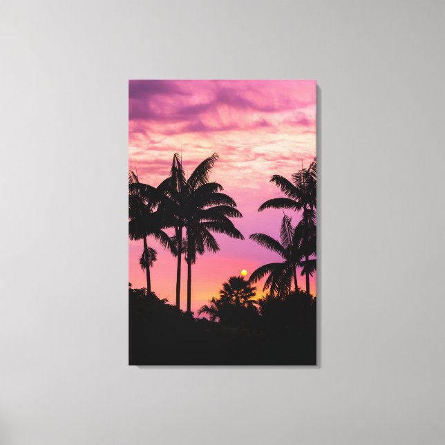 Sunset through Palm Trees Canvas Print (Front)