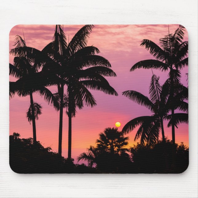 Sunset through Palm Trees Mouse Mat (Front)