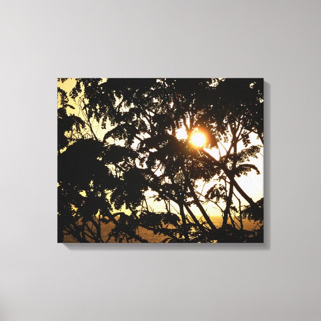 Sunset Through Trees I Tropical Photography Canvas Print (Front)