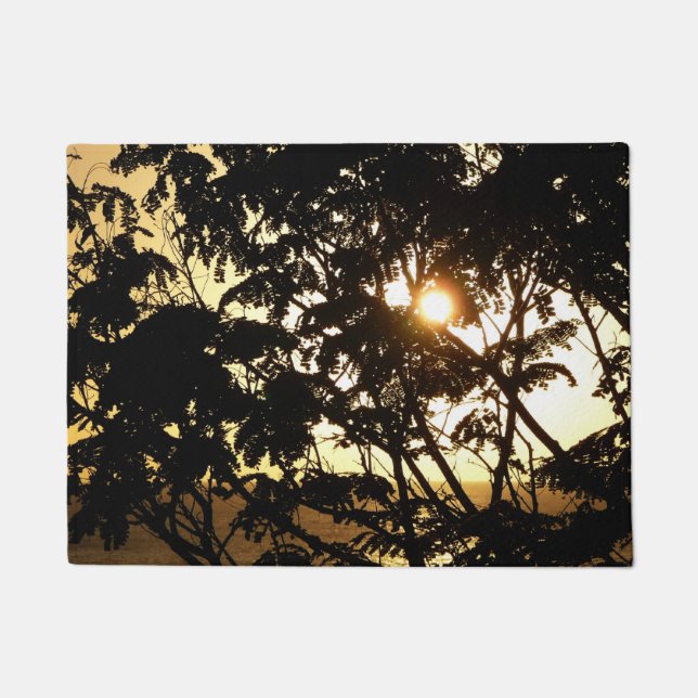 Sunset Through Trees I Tropical Photography Doormat (Front)