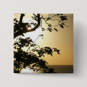 Sunset Through Trees II Tropical Photography 15 Cm Square Badge
